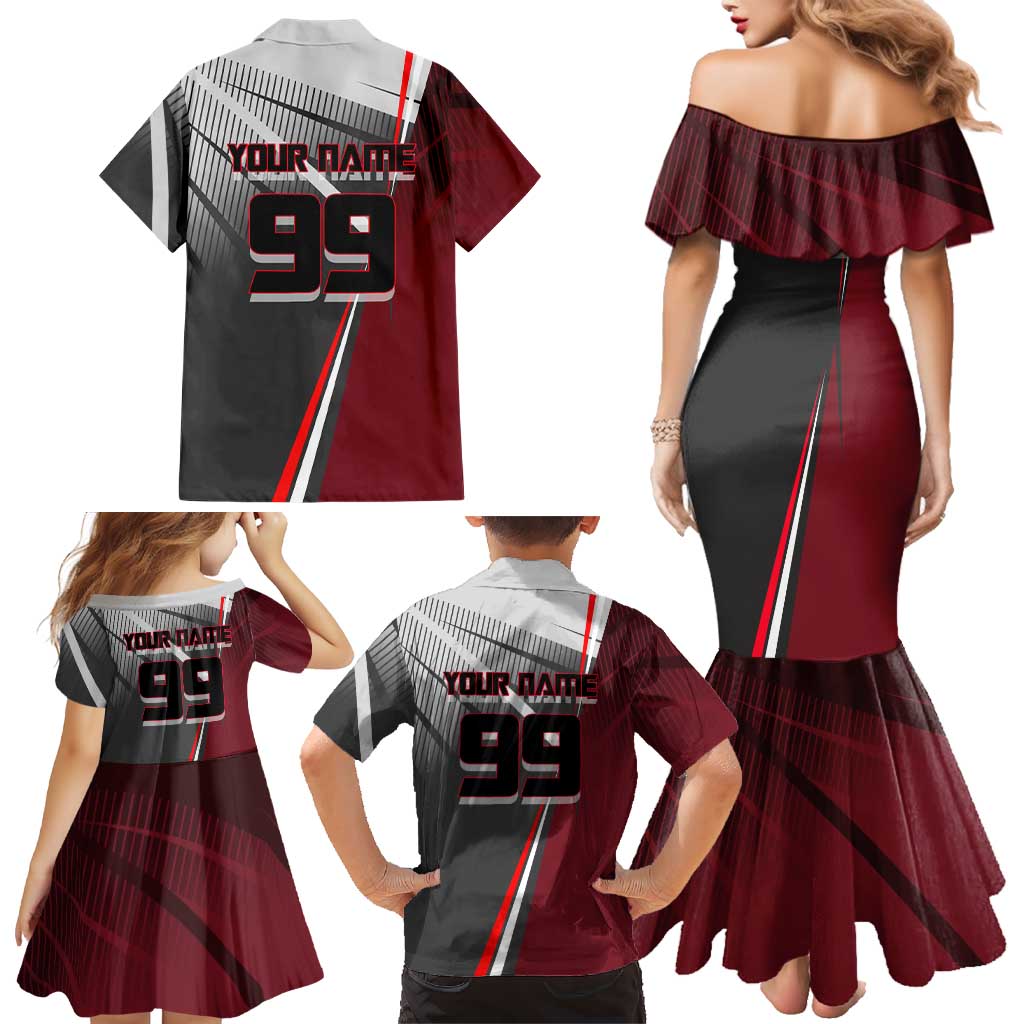 Personalized Choso Jujutsu Kaisen Family Matching Mermaid Dress and Hawaiian Shirt with Red Gradient and Dynamic Kick Design