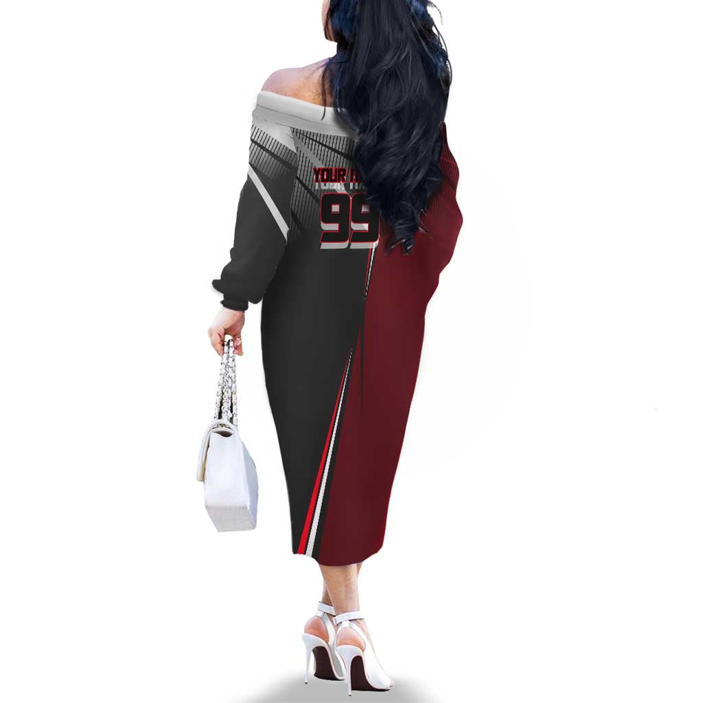 Personalized Choso Jujutsu Kaisen Family Matching Off The Shoulder Long Sleeve Dress and Hawaiian Shirt with Red Gradient and Dynamic Kick Design