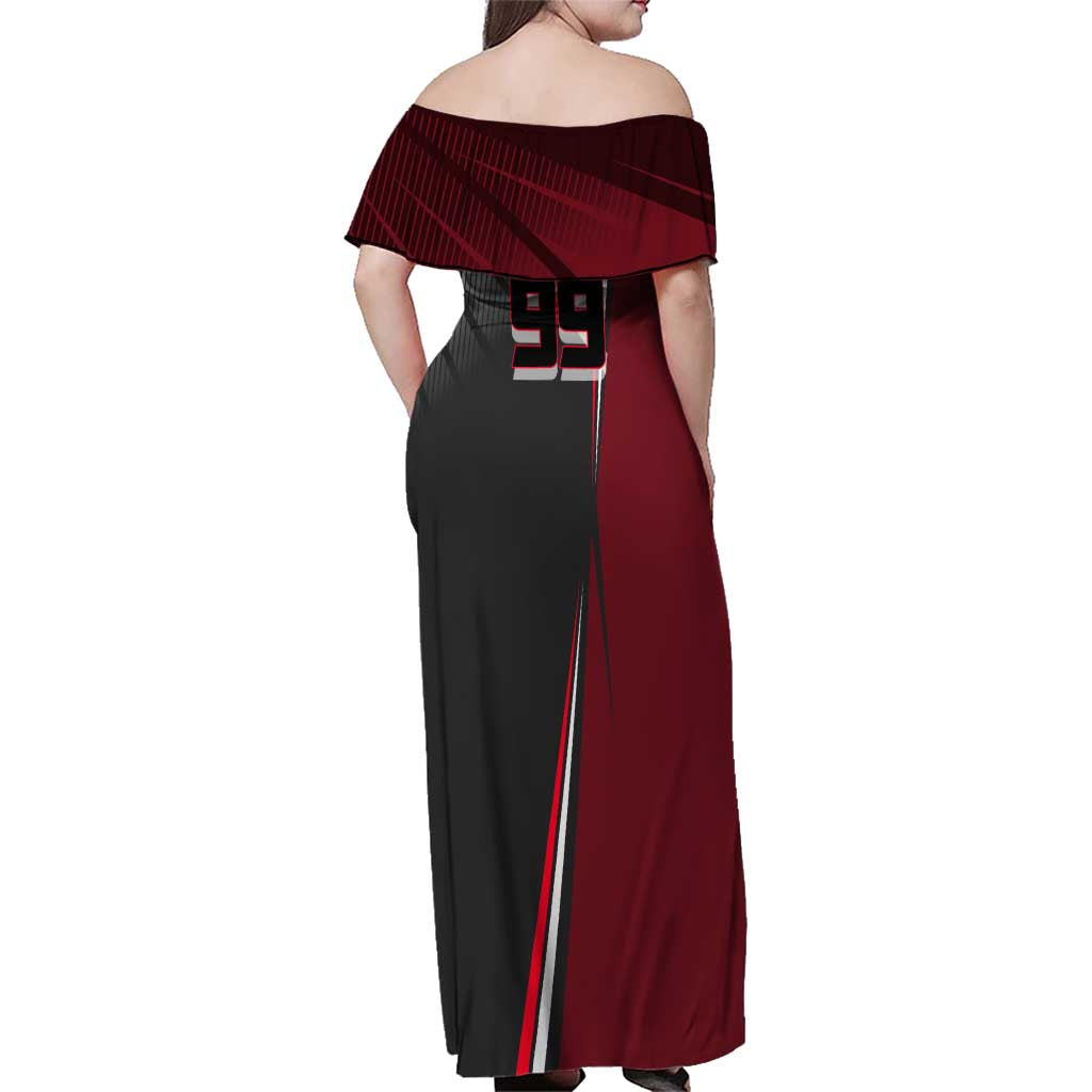 Personalized Choso Jujutsu Kaisen Family Matching Off Shoulder Maxi Dress and Hawaiian Shirt with Red Gradient and Dynamic Kick Design