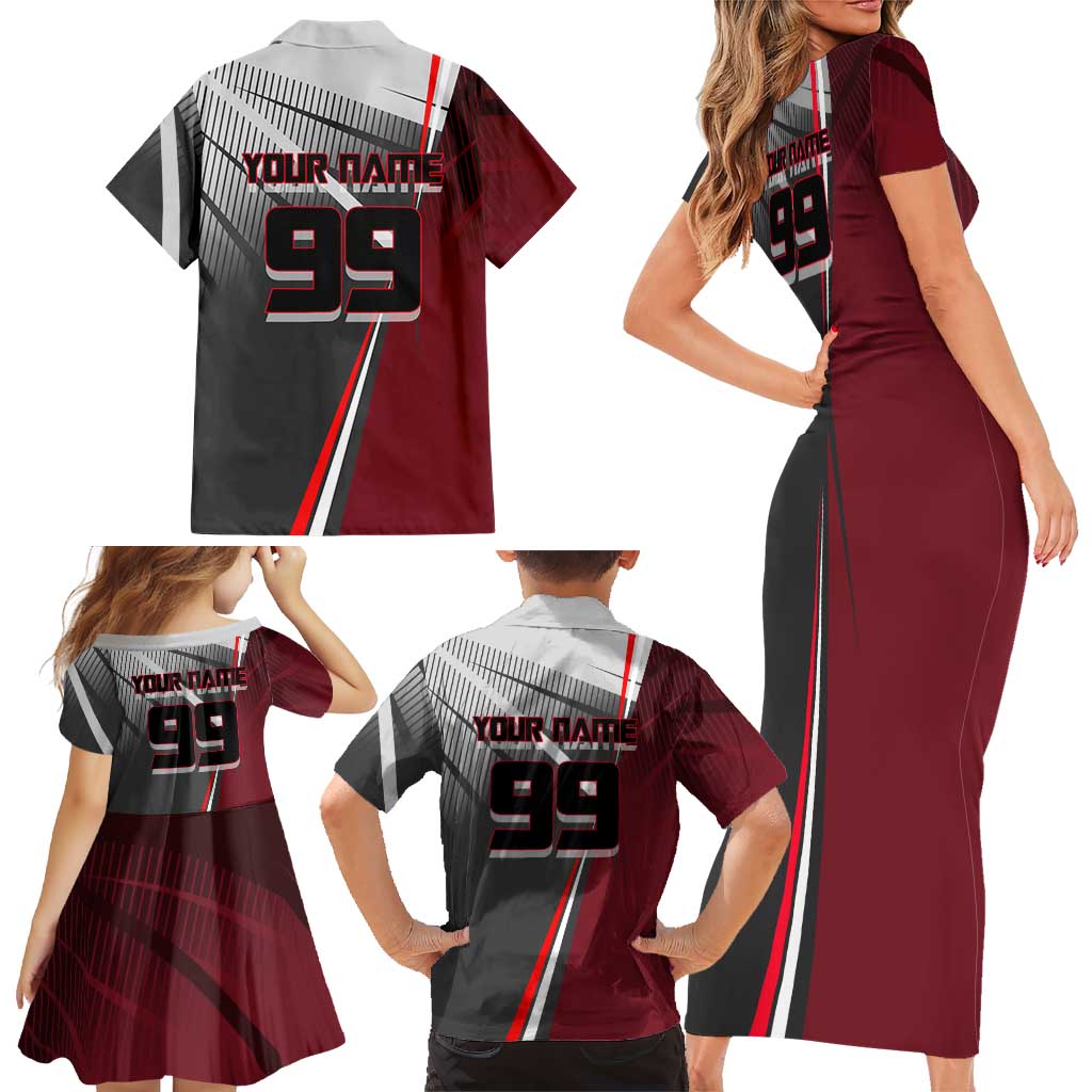 Personalized Choso Jujutsu Kaisen Family Matching Short Sleeve Bodycon Dress and Hawaiian Shirt with Red Gradient and Dynamic Kick Design