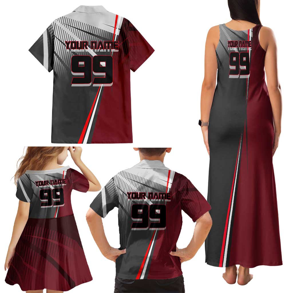 Personalized Choso Jujutsu Kaisen Family Matching Tank Maxi Dress and Hawaiian Shirt with Red Gradient and Dynamic Kick Design