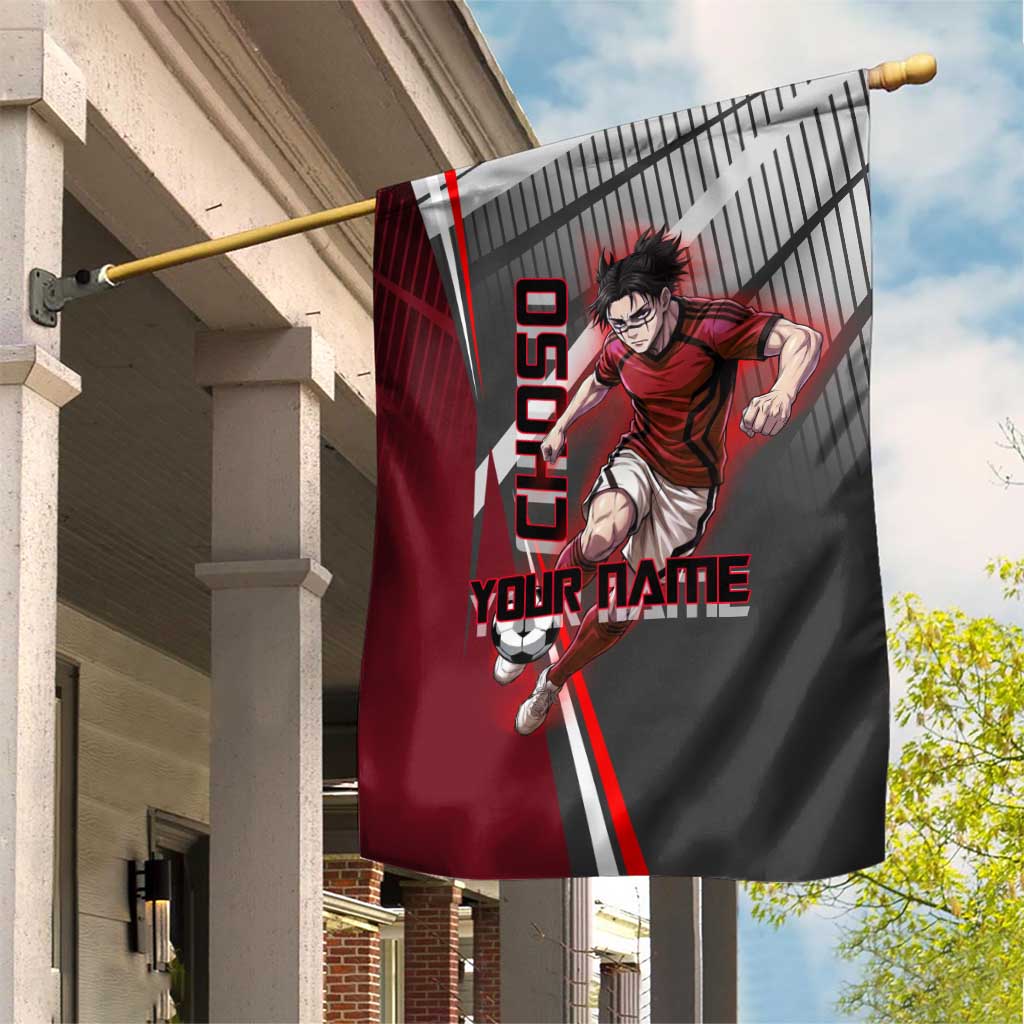 Personalized Choso Jujutsu Kaisen Garden Flag with Red Gradient and Dynamic Kick Design