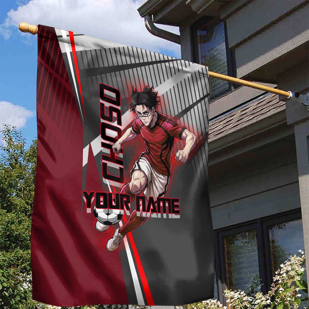 Personalized Choso Jujutsu Kaisen Garden Flag with Red Gradient and Dynamic Kick Design