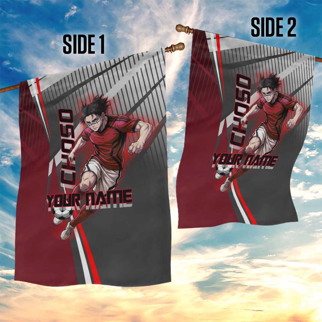 Personalized Choso Jujutsu Kaisen Garden Flag with Red Gradient and Dynamic Kick Design