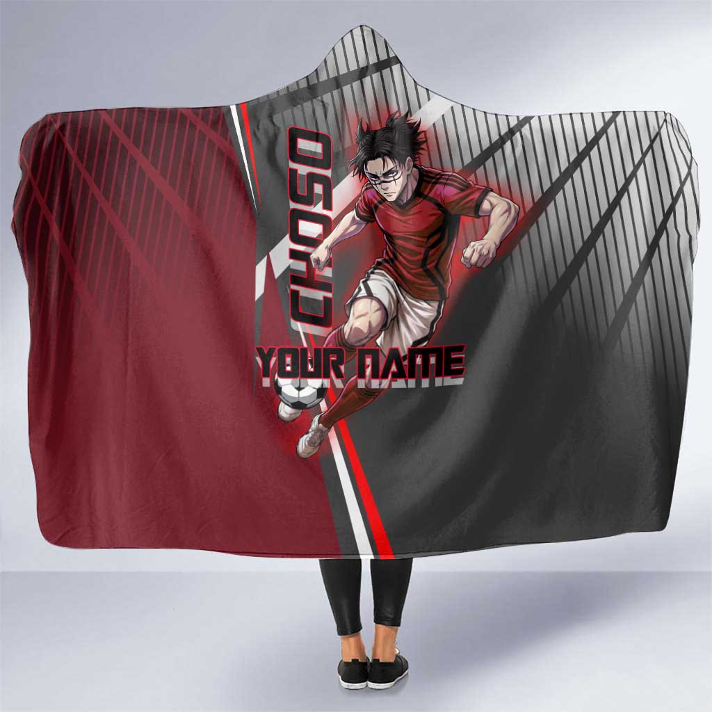 Personalized Choso Jujutsu Kaisen Hooded Blanket with Red Gradient and Dynamic Kick Design