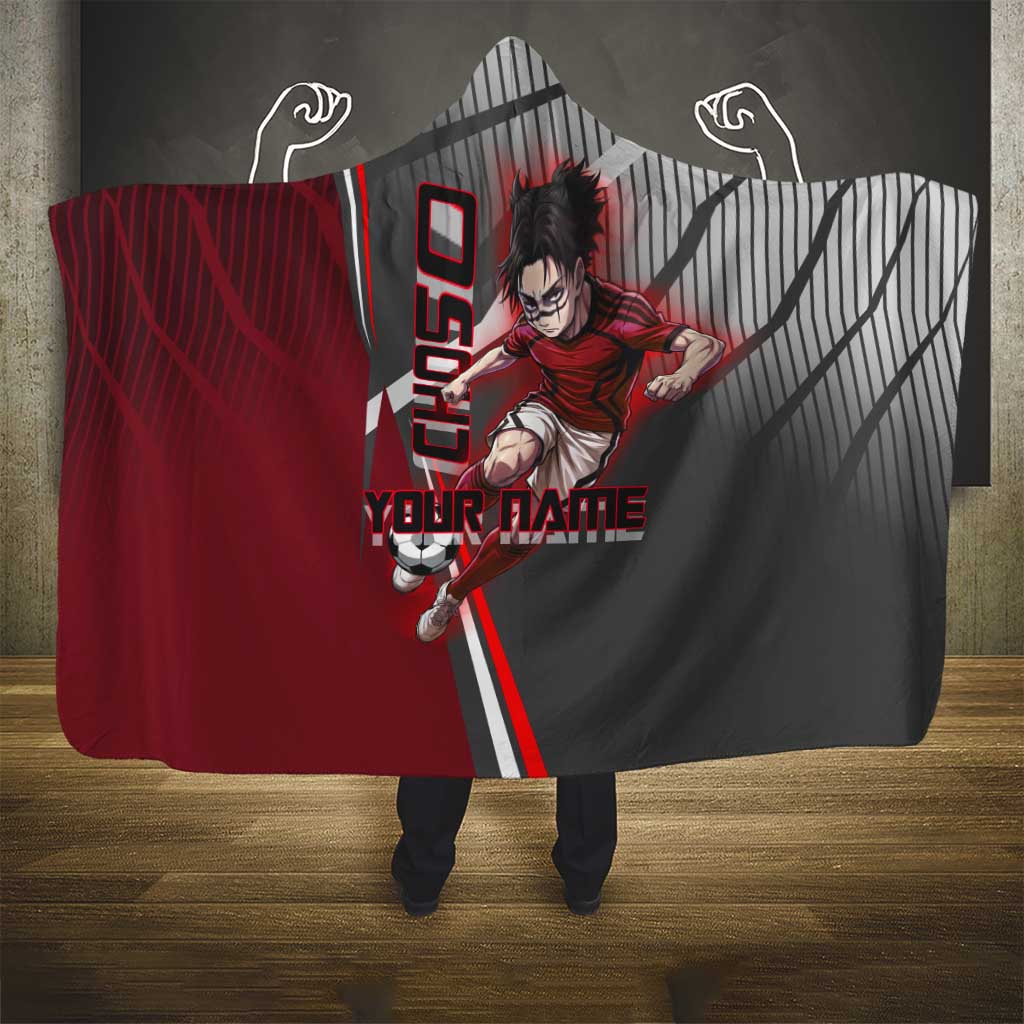 Personalized Choso Jujutsu Kaisen Hooded Blanket with Red Gradient and Dynamic Kick Design