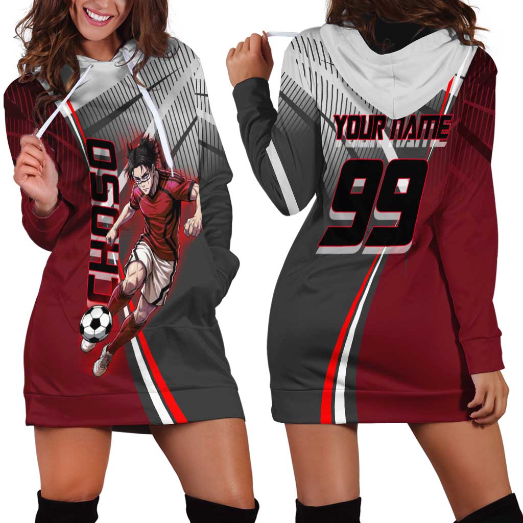 Personalized Choso Jujutsu Kaisen Hoodie Dress with Red Gradient and Dynamic Kick Design