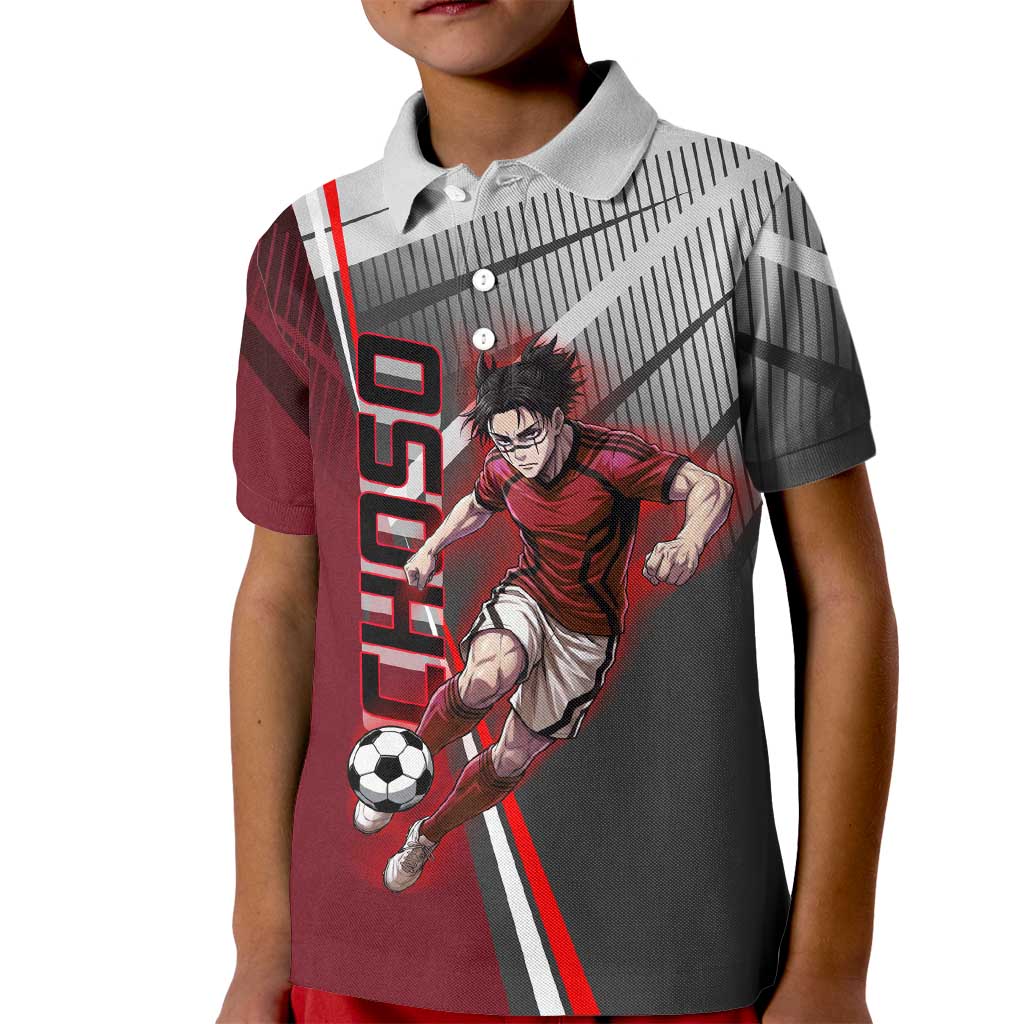 Personalized Choso Jujutsu Kaisen Kid Polo Shirt with Red Gradient and Dynamic Kick Design