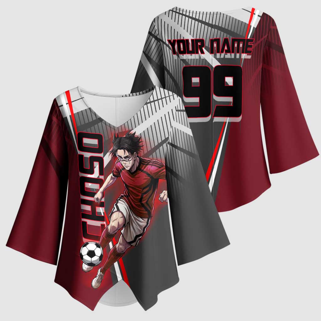 Personalized Choso Jujutsu Kaisen Kimono Sleeve Blouse with Red Gradient and Dynamic Kick Design