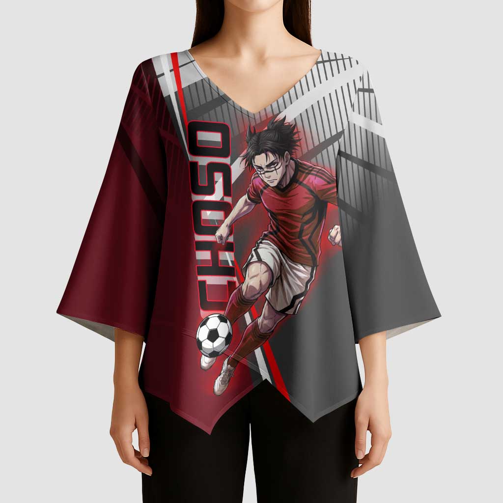 Personalized Choso Jujutsu Kaisen Kimono Sleeve Blouse with Red Gradient and Dynamic Kick Design