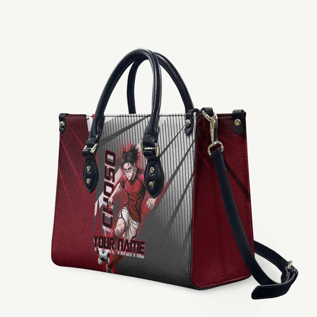 Personalized Choso Jujutsu Kaisen Leather Bag with Red Gradient and Dynamic Kick Design