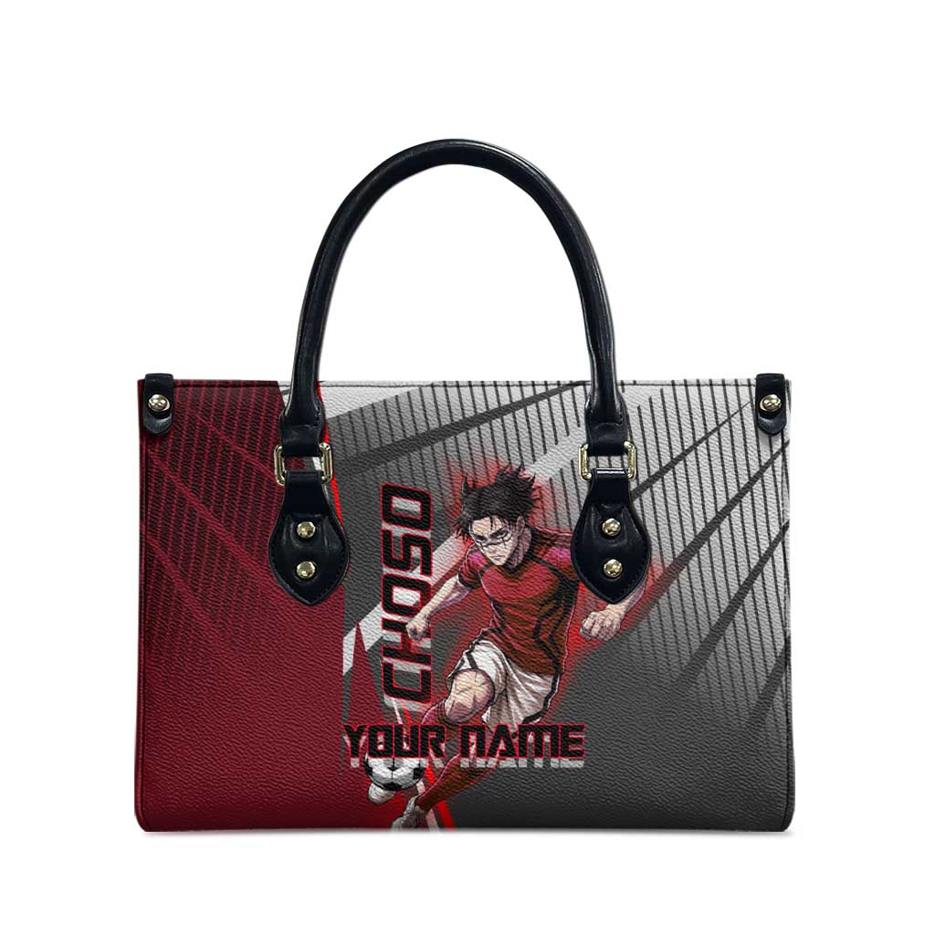 Personalized Choso Jujutsu Kaisen Leather Bag with Red Gradient and Dynamic Kick Design
