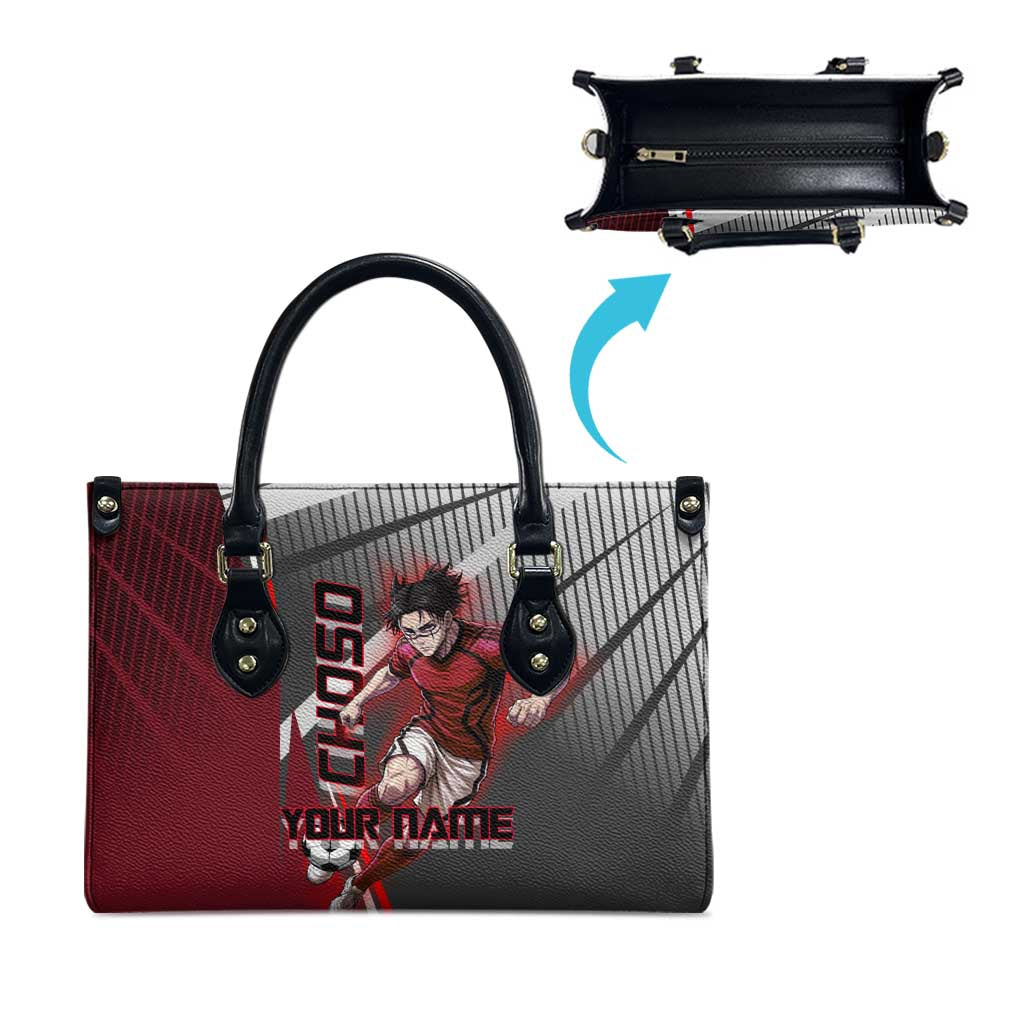 Personalized Choso Jujutsu Kaisen Leather Bag with Red Gradient and Dynamic Kick Design