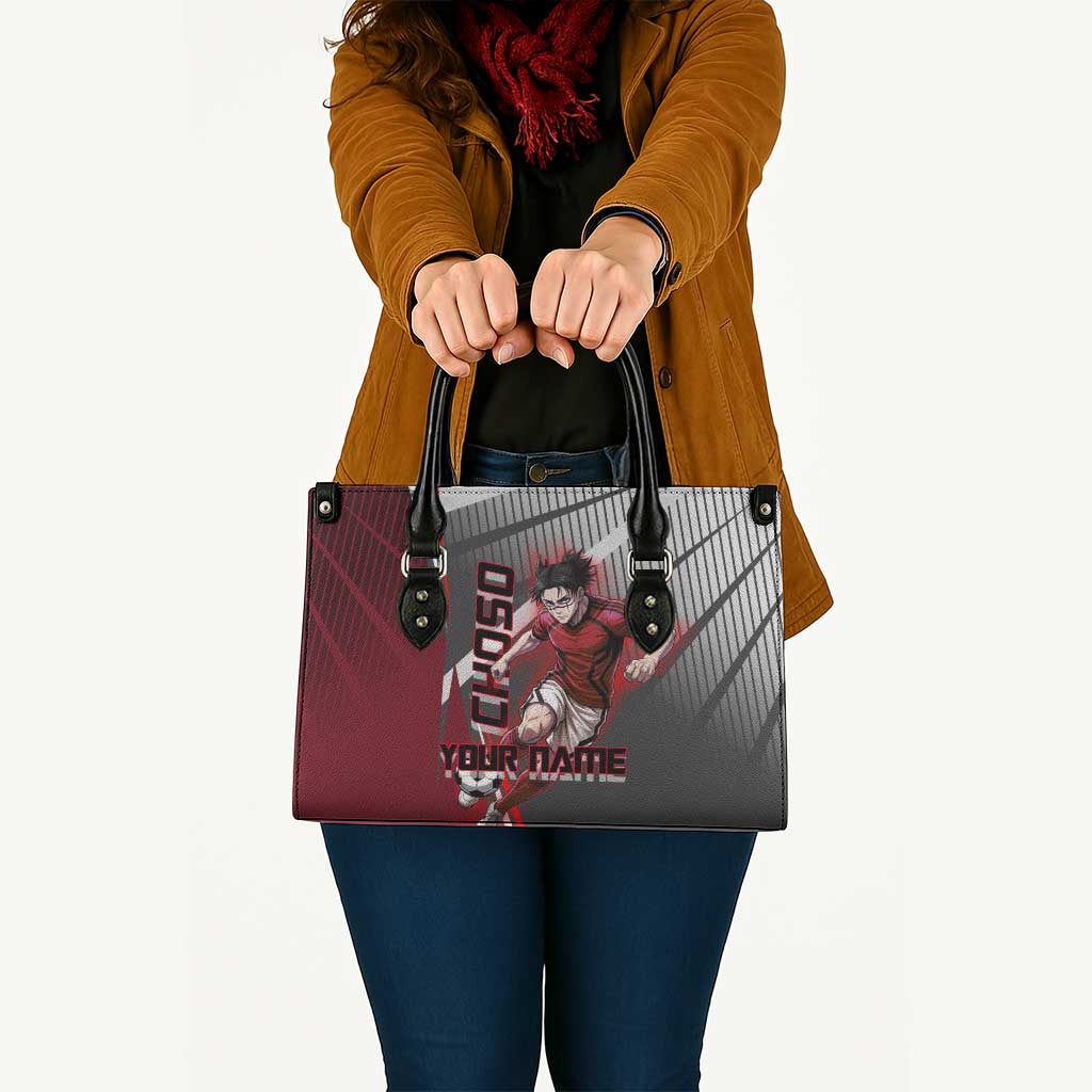 Personalized Choso Jujutsu Kaisen Leather Bag with Red Gradient and Dynamic Kick Design