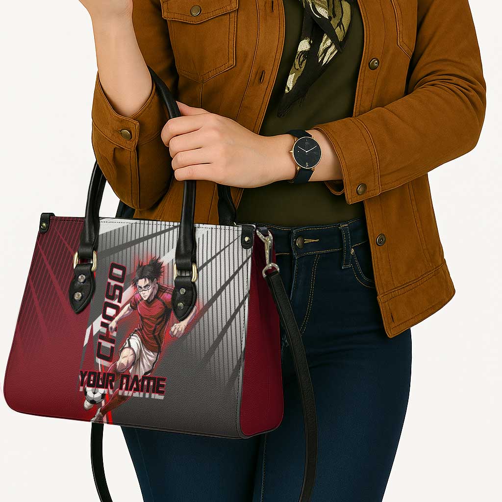 Personalized Choso Jujutsu Kaisen Leather Bag with Red Gradient and Dynamic Kick Design