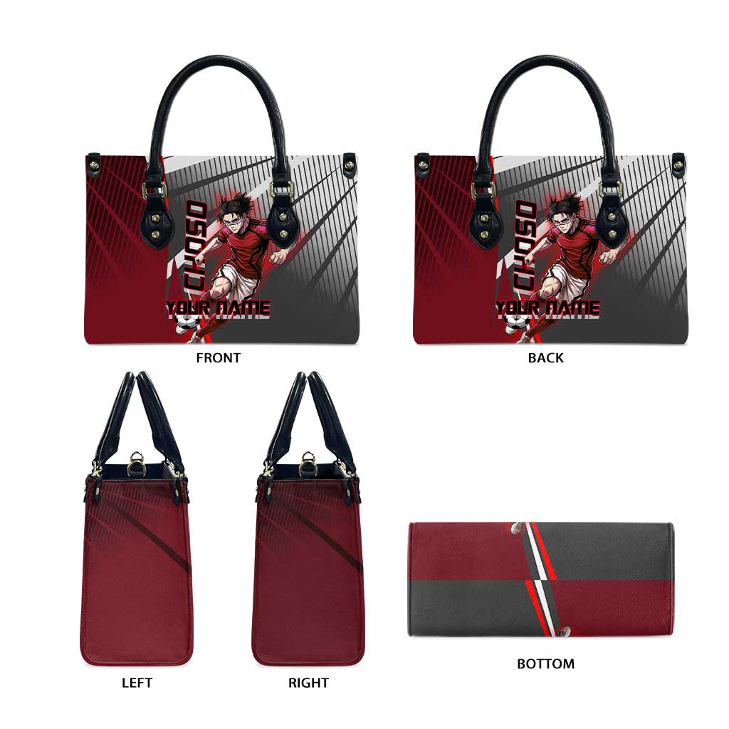 Personalized Choso Jujutsu Kaisen Leather Bag with Red Gradient and Dynamic Kick Design