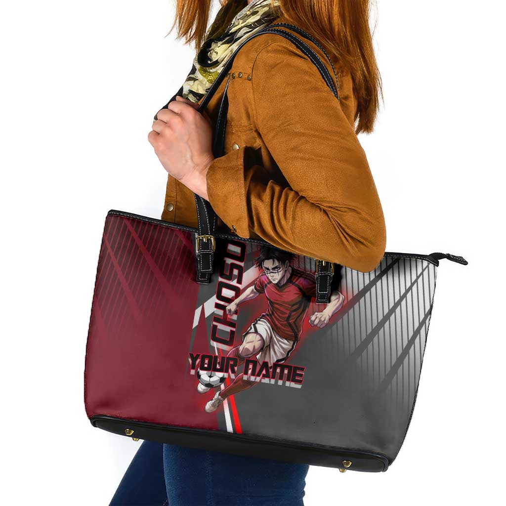 Personalized Choso Jujutsu Kaisen Leather Tote Bag with Red Gradient and Dynamic Kick Design