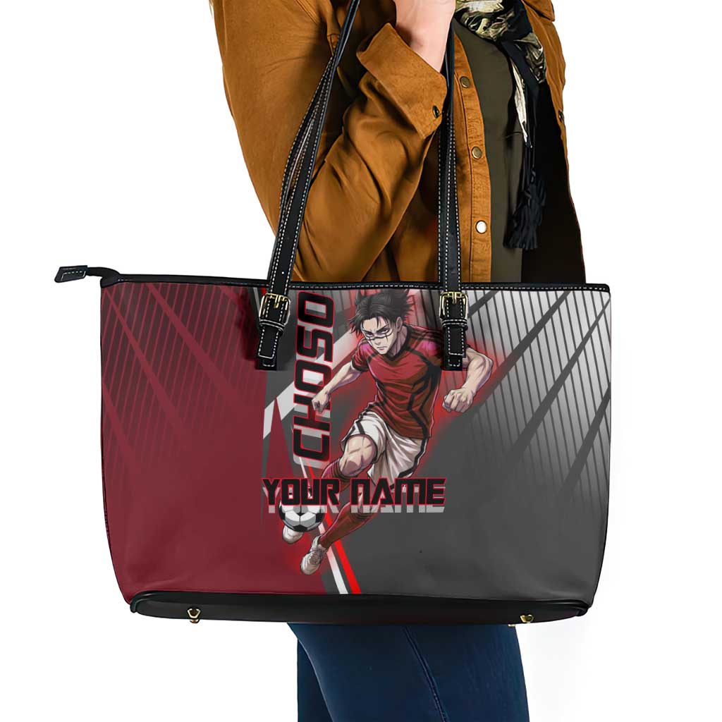 Personalized Choso Jujutsu Kaisen Leather Tote Bag with Red Gradient and Dynamic Kick Design