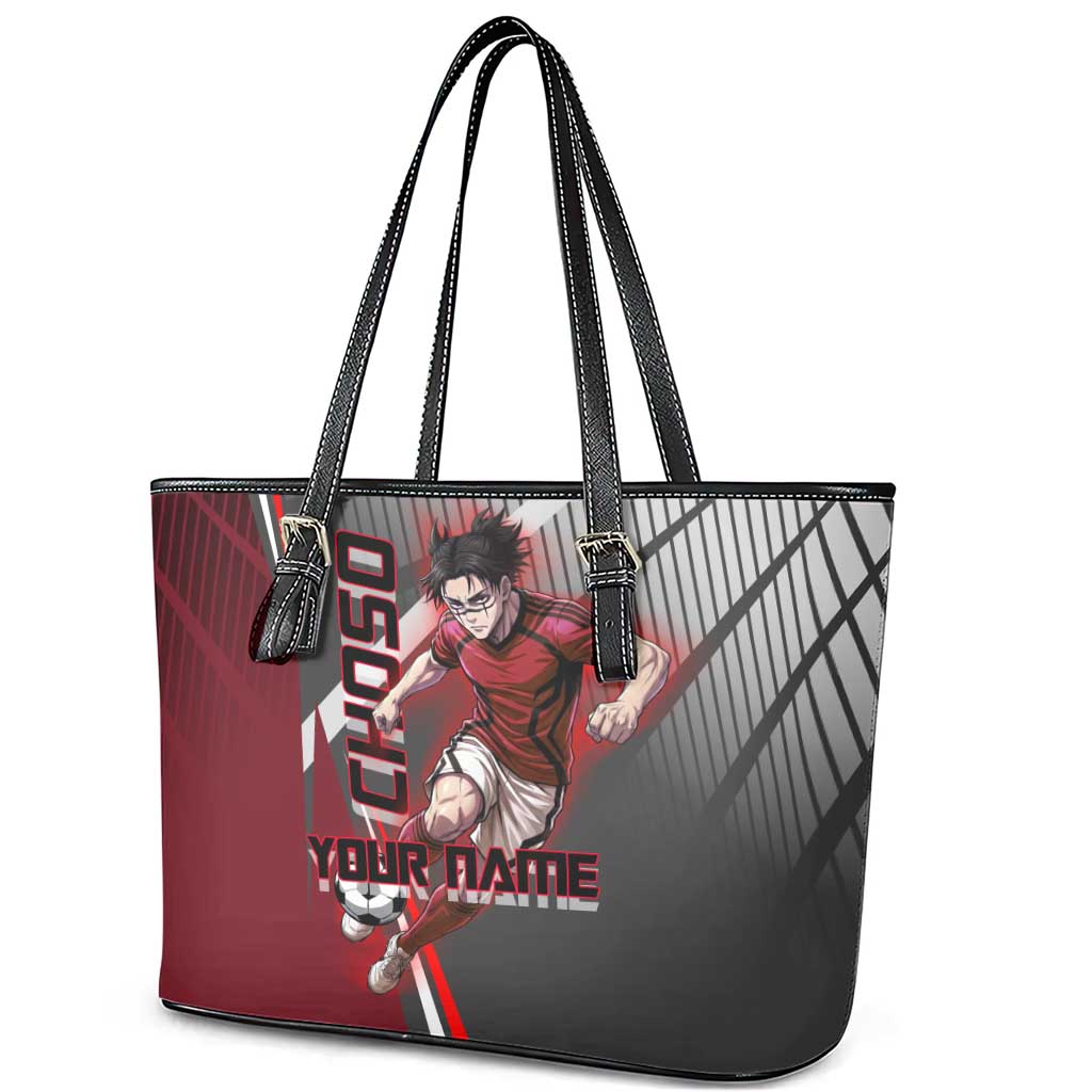 Personalized Choso Jujutsu Kaisen Leather Tote Bag with Red Gradient and Dynamic Kick Design