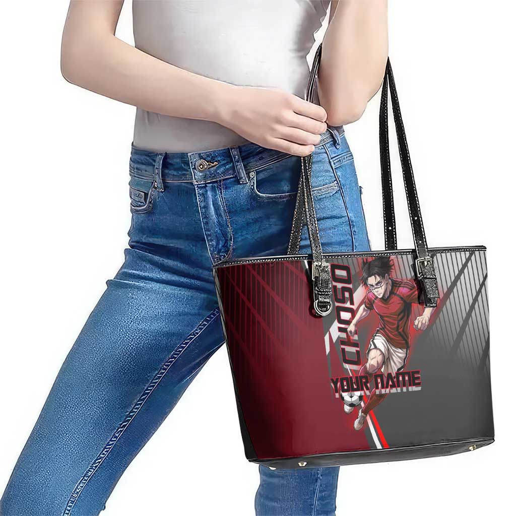 Personalized Choso Jujutsu Kaisen Leather Tote Bag with Red Gradient and Dynamic Kick Design