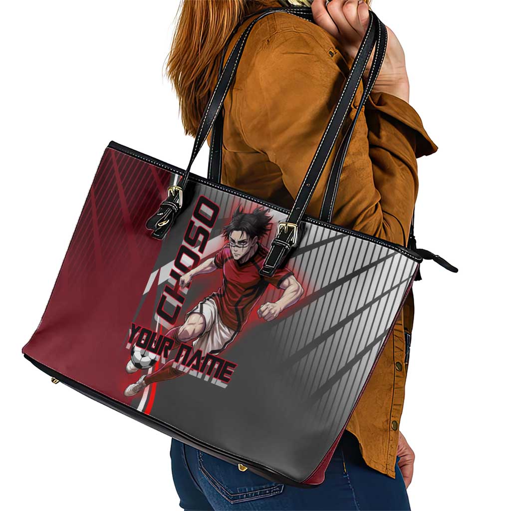 Personalized Choso Jujutsu Kaisen Leather Tote Bag with Red Gradient and Dynamic Kick Design
