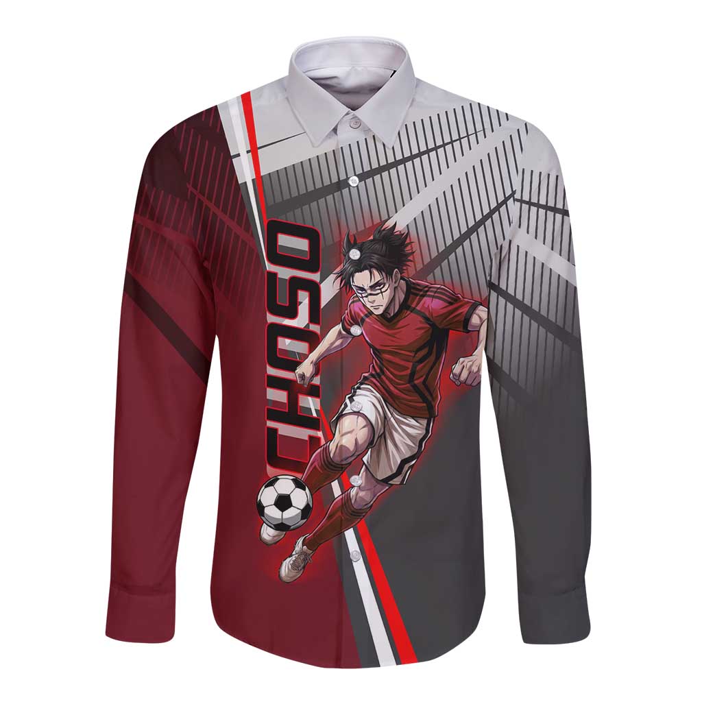 Personalized Choso Jujutsu Kaisen Long Sleeve Button Shirt with Red Gradient and Dynamic Kick Design