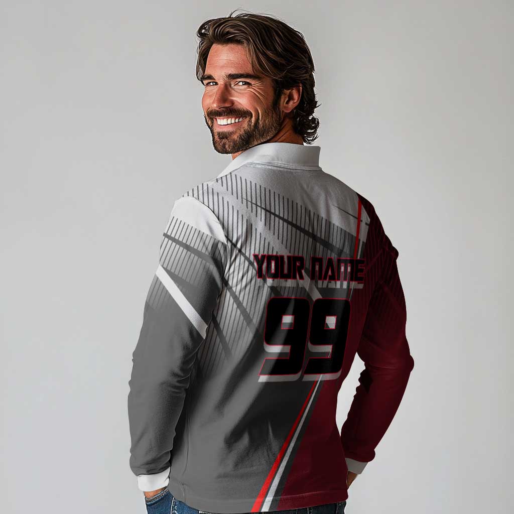 Personalized Choso Jujutsu Kaisen Long Sleeve Polo Shirt with Red Gradient and Dynamic Kick Design
