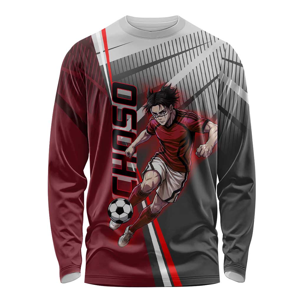 Personalized Choso Jujutsu Kaisen Long Sleeve Shirt with Red Gradient and Dynamic Kick Design