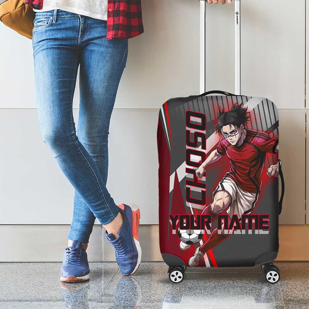 Personalized Choso Jujutsu Kaisen Luggage Cover with Red Gradient and Dynamic Kick Design