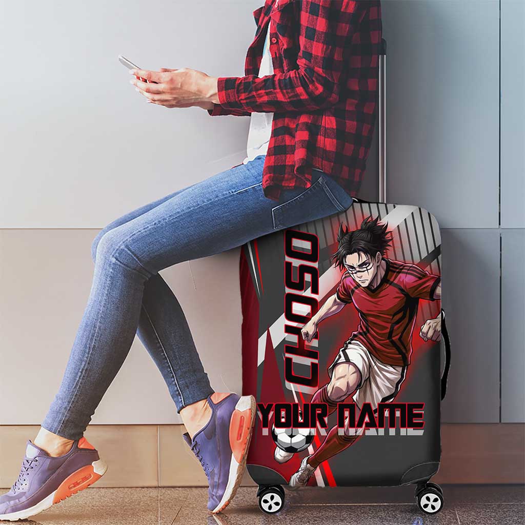 Personalized Choso Jujutsu Kaisen Luggage Cover with Red Gradient and Dynamic Kick Design