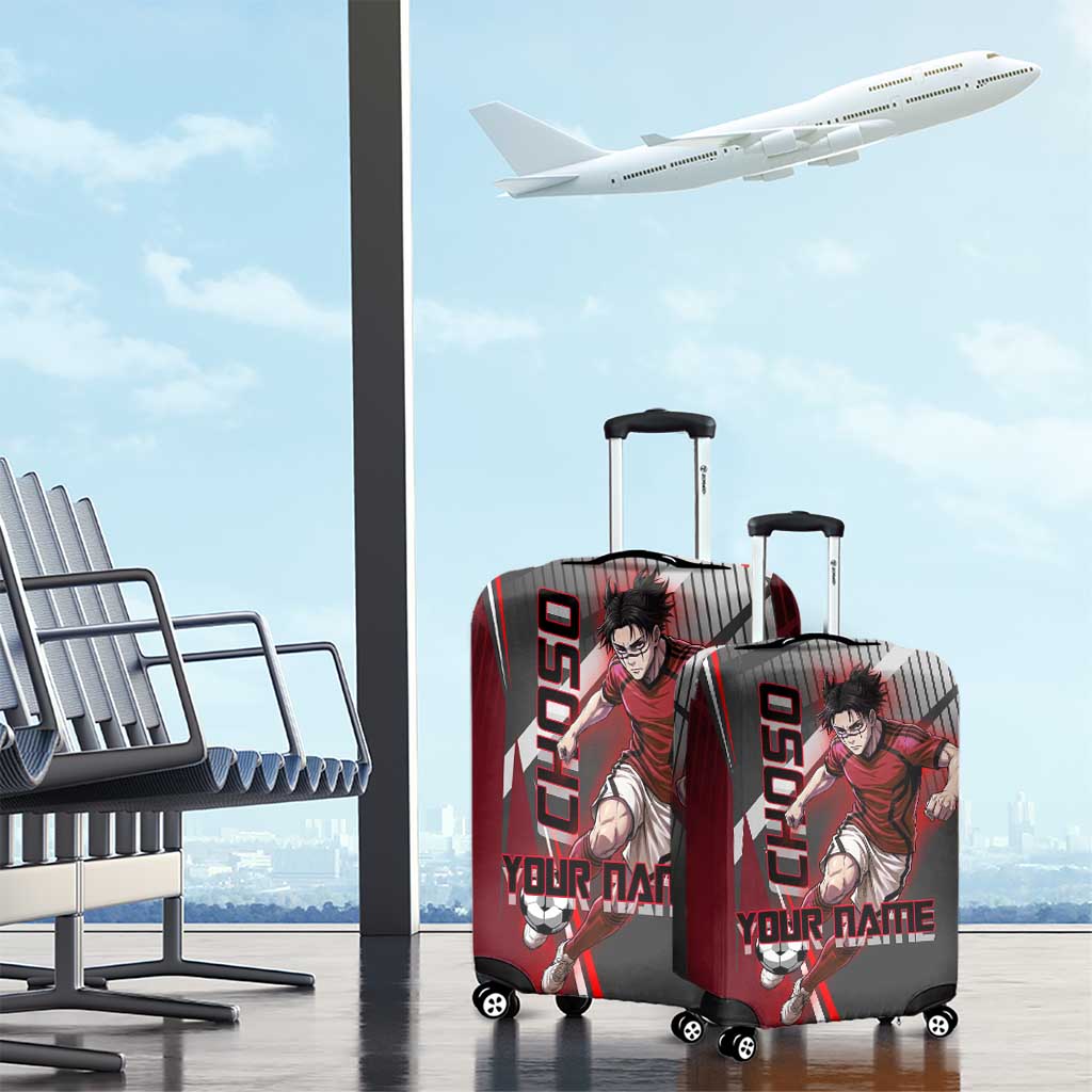 Personalized Choso Jujutsu Kaisen Luggage Cover with Red Gradient and Dynamic Kick Design
