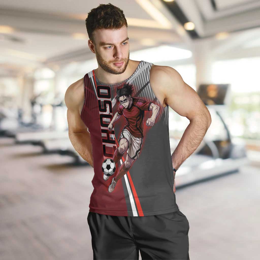 Personalized Choso Jujutsu Kaisen Men Tank Top with Red Gradient and Dynamic Kick Design