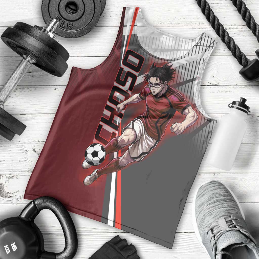 Personalized Choso Jujutsu Kaisen Men Tank Top with Red Gradient and Dynamic Kick Design