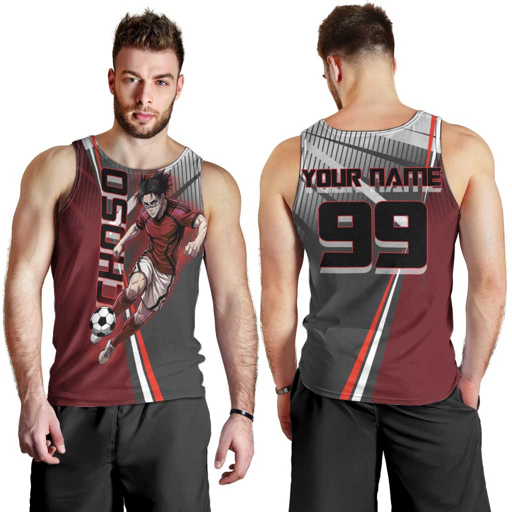 Personalized Choso Jujutsu Kaisen Men Tank Top with Red Gradient and Dynamic Kick Design
