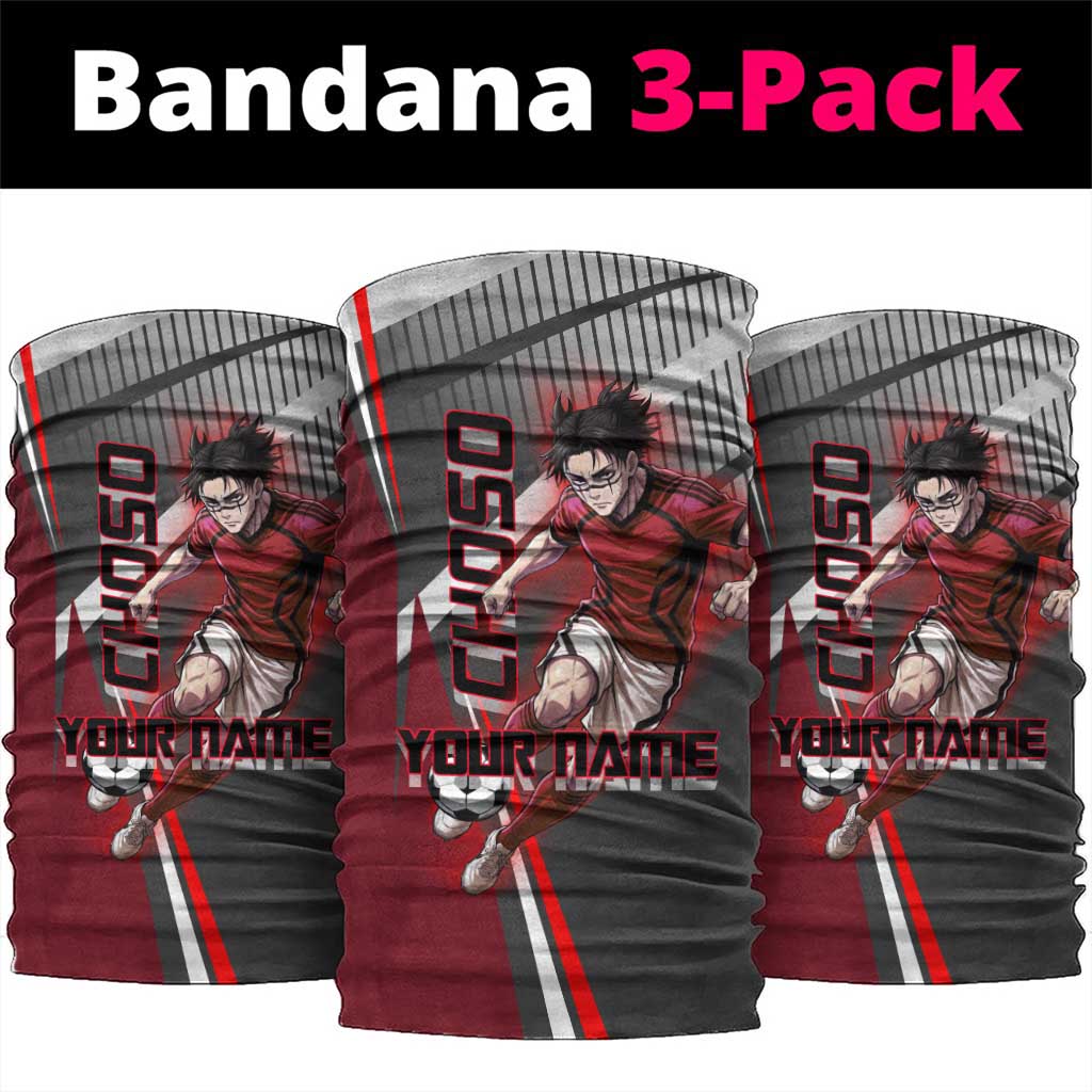 Personalized Choso Jujutsu Kaisen Neck Gaiter with Red Gradient and Dynamic Kick Design