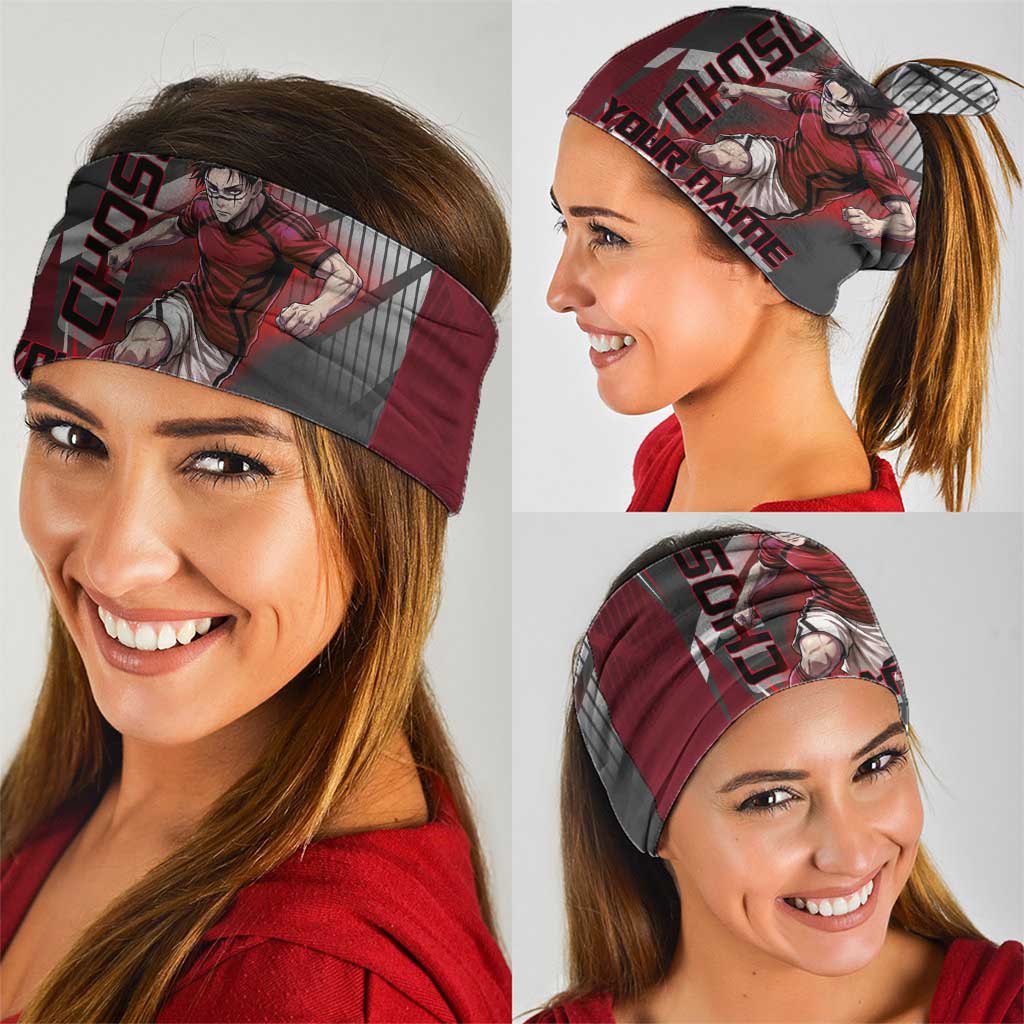 Personalized Choso Jujutsu Kaisen Neck Gaiter with Red Gradient and Dynamic Kick Design