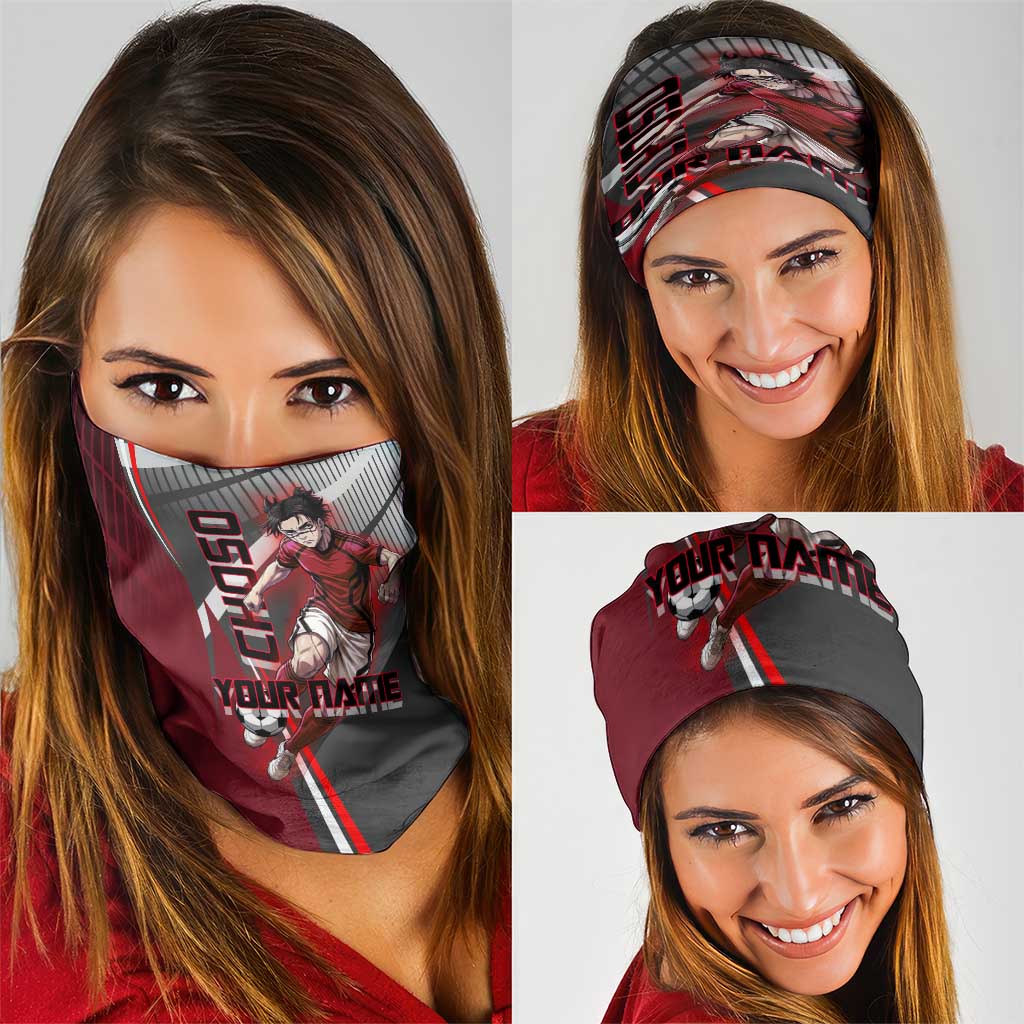 Personalized Choso Jujutsu Kaisen Neck Gaiter with Red Gradient and Dynamic Kick Design
