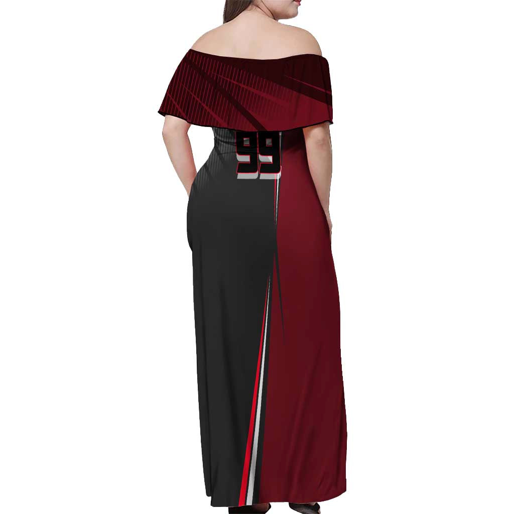 Personalized Choso Jujutsu Kaisen Off Shoulder Maxi Dress with Red Gradient and Dynamic Kick Design