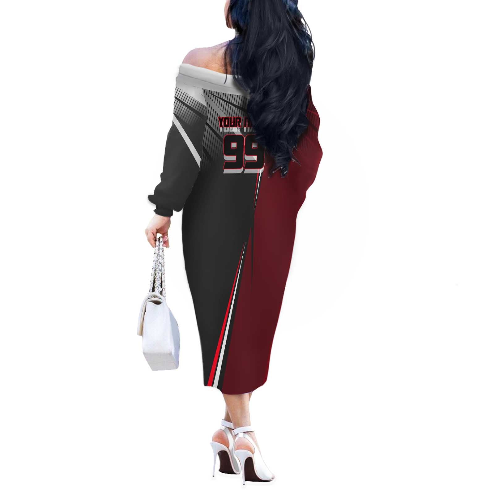 Personalized Choso Jujutsu Kaisen Off The Shoulder Long Sleeve Dress with Red Gradient and Dynamic Kick Design