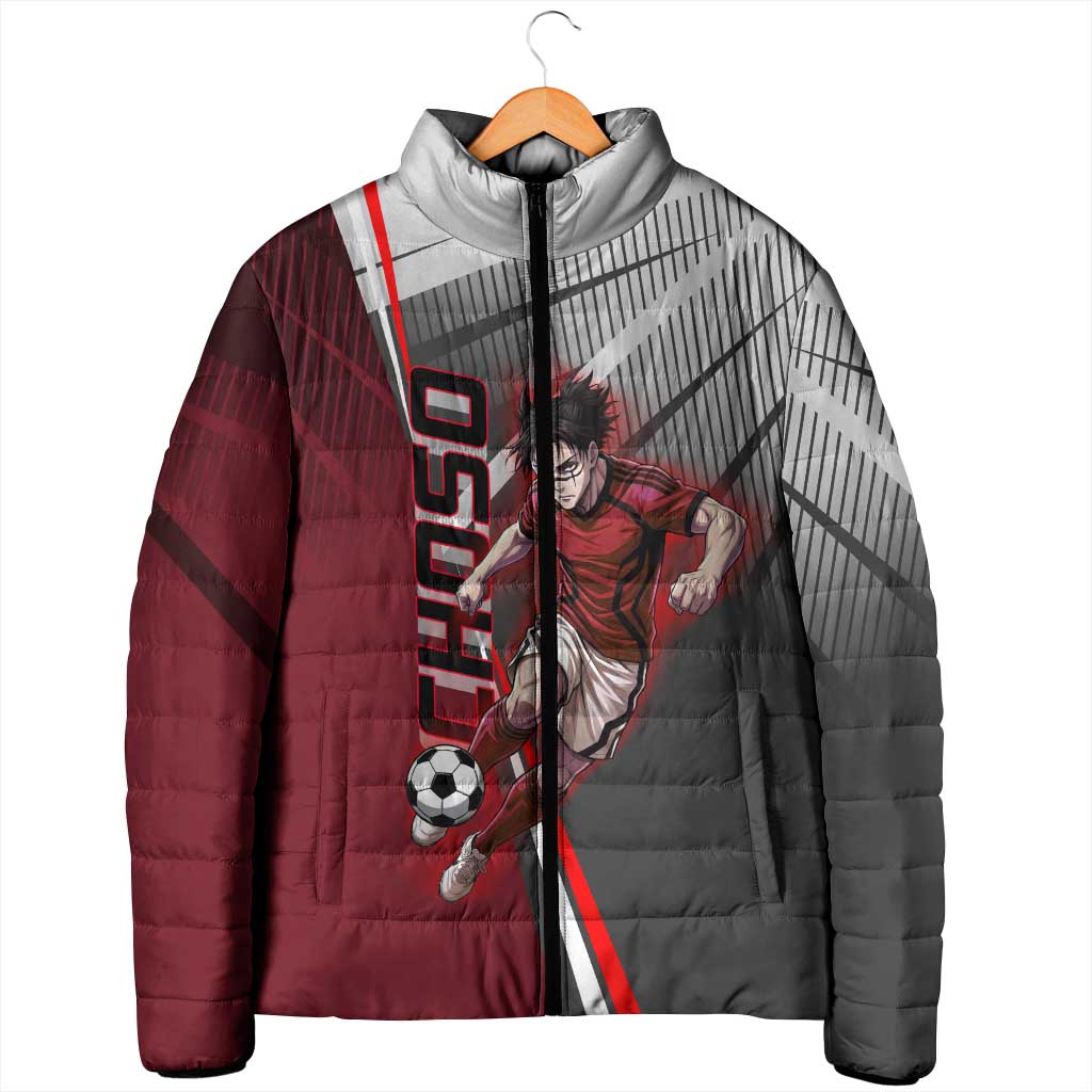 Personalized Choso Jujutsu Kaisen Padded Jacket with Red Gradient and Dynamic Kick Design