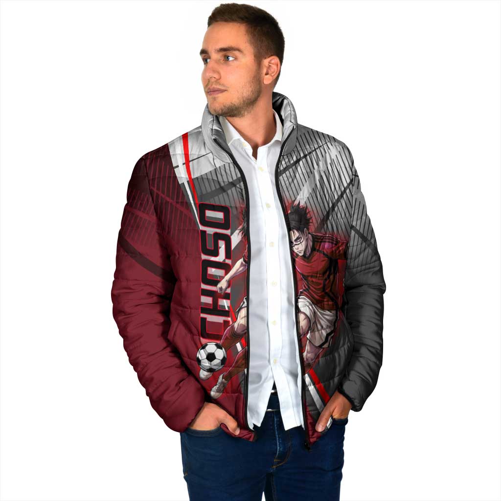 Personalized Choso Jujutsu Kaisen Padded Jacket with Red Gradient and Dynamic Kick Design
