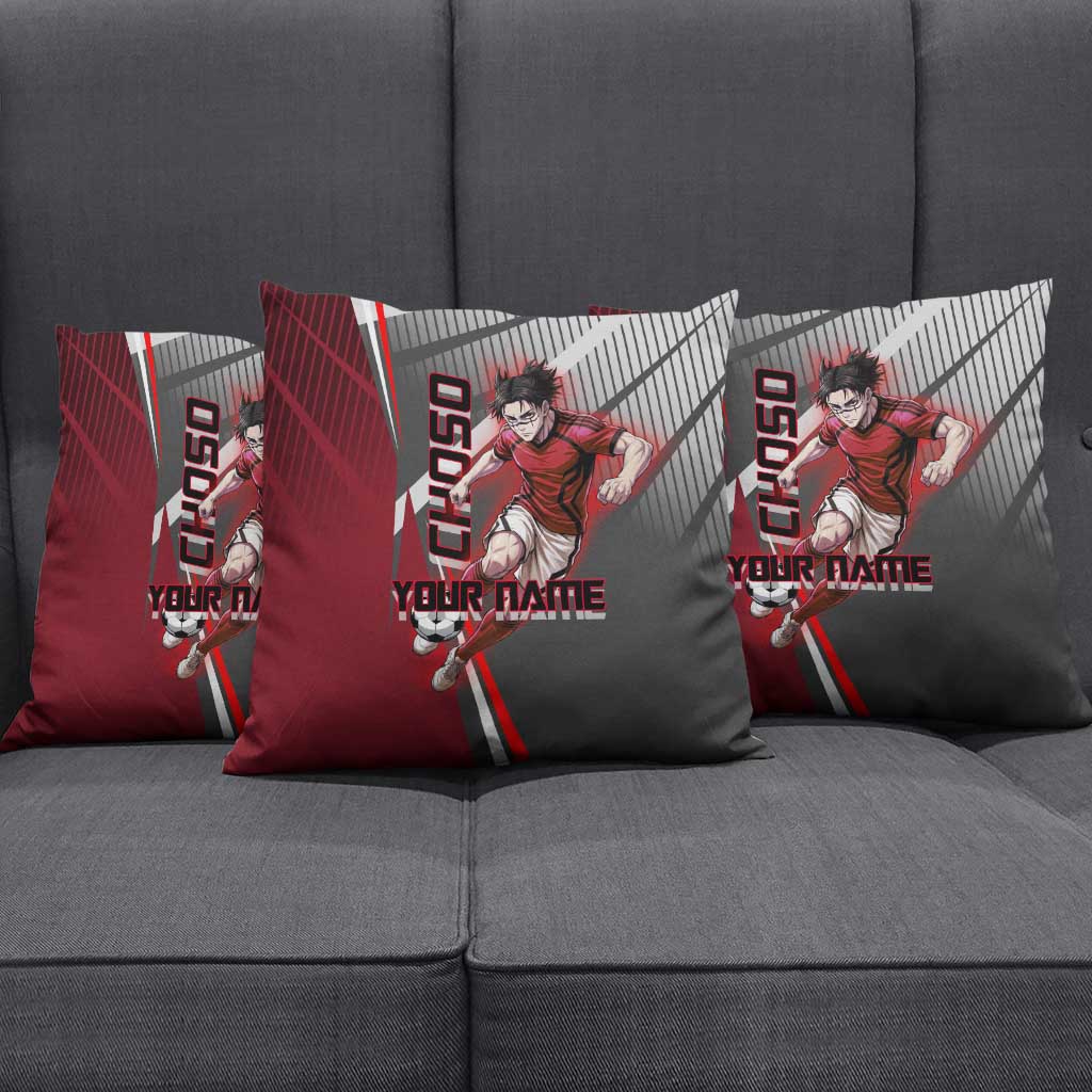 Personalized Choso Jujutsu Kaisen Pillow Cover with Red Gradient and Dynamic Kick Design