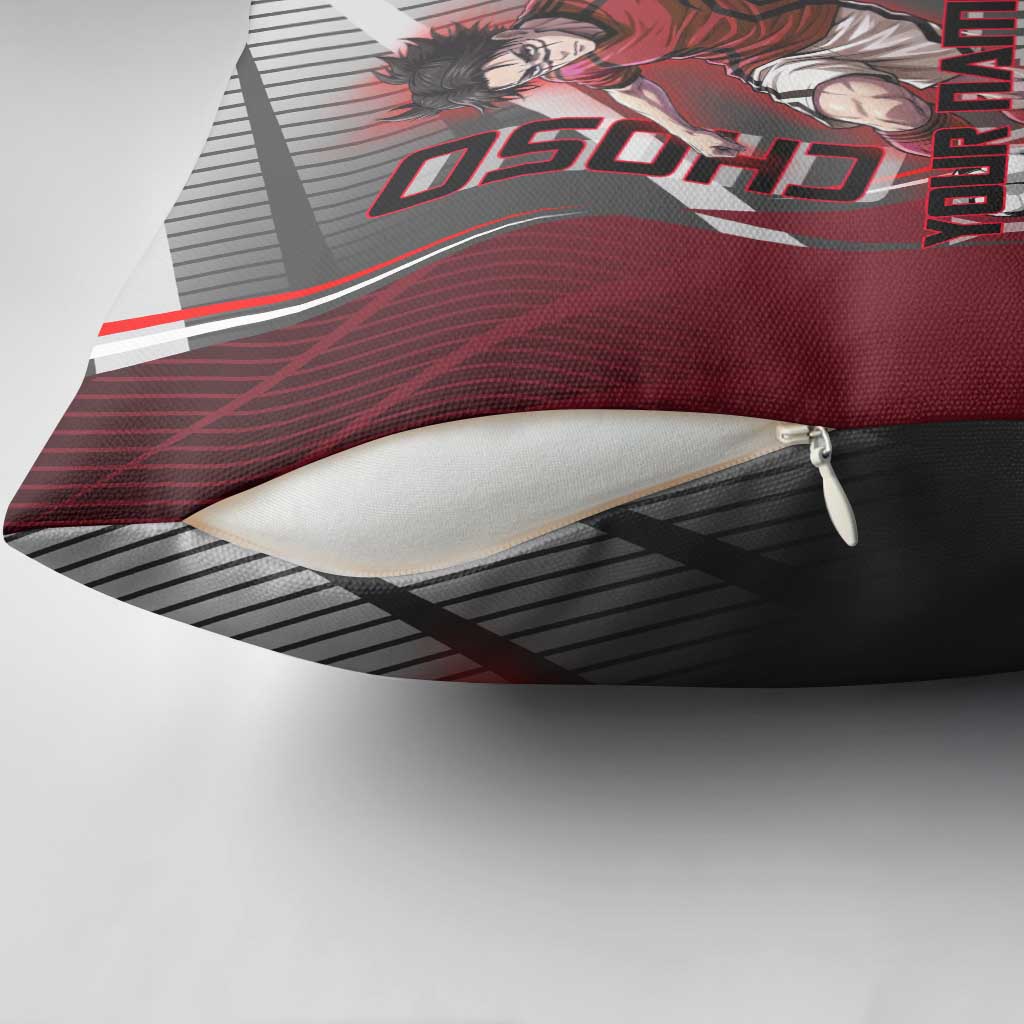 Personalized Choso Jujutsu Kaisen Pillow Cover with Red Gradient and Dynamic Kick Design