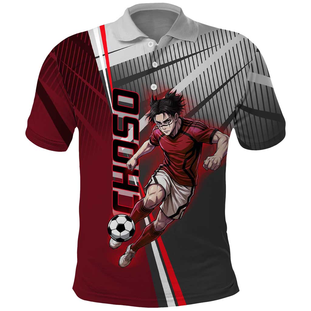 Personalized Choso Jujutsu Kaisen Polo Shirt with Red Gradient and Dynamic Kick Design