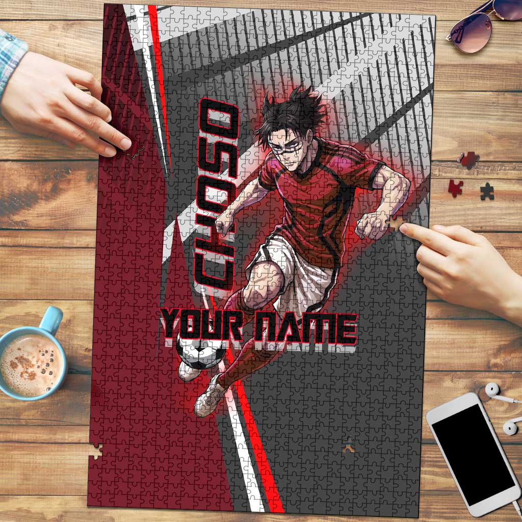 Personalized Choso Jujutsu Kaisen Puzzle with Red Gradient and Dynamic Kick Design