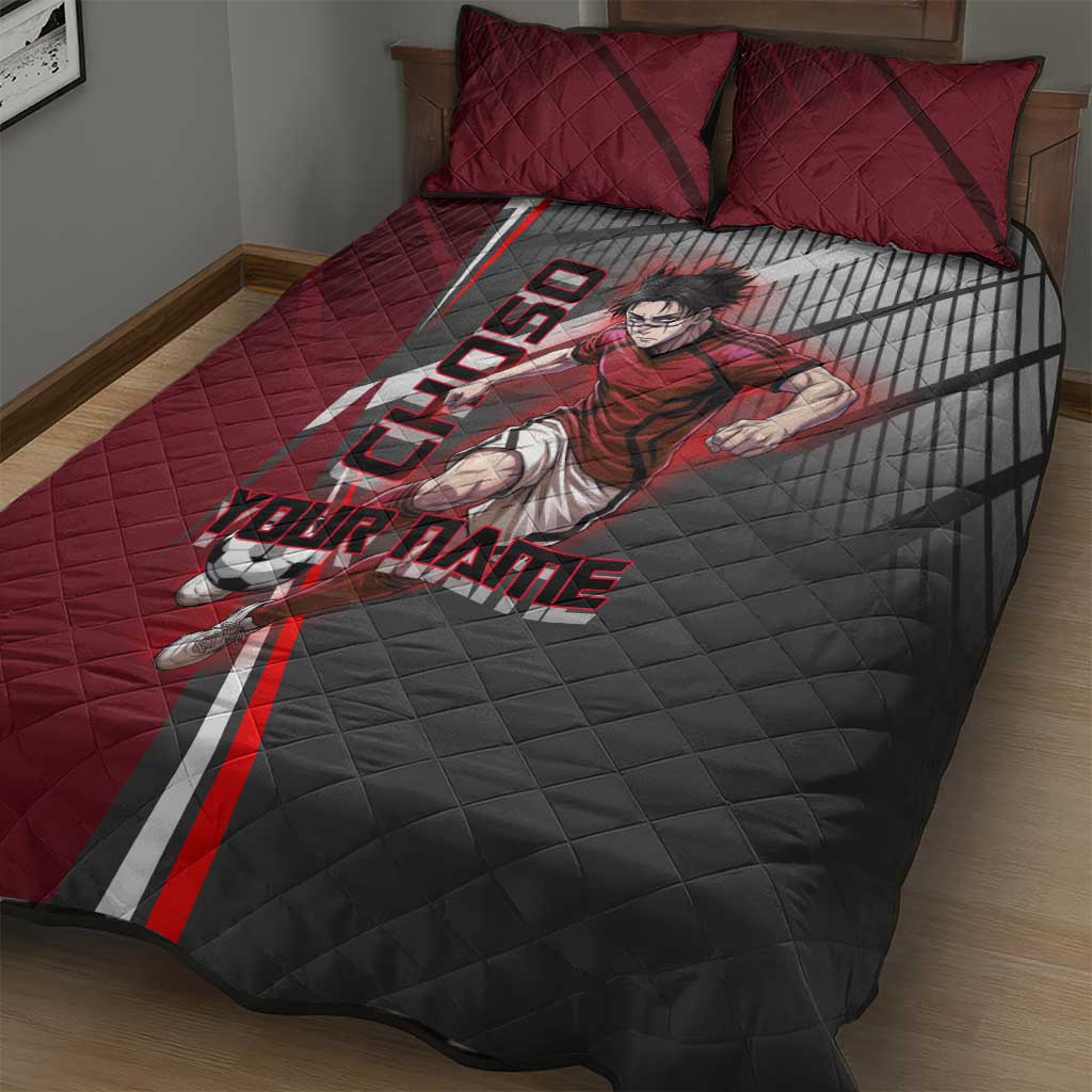Personalized Choso Jujutsu Kaisen Quilt Bed Set with Red Gradient and Dynamic Kick Design