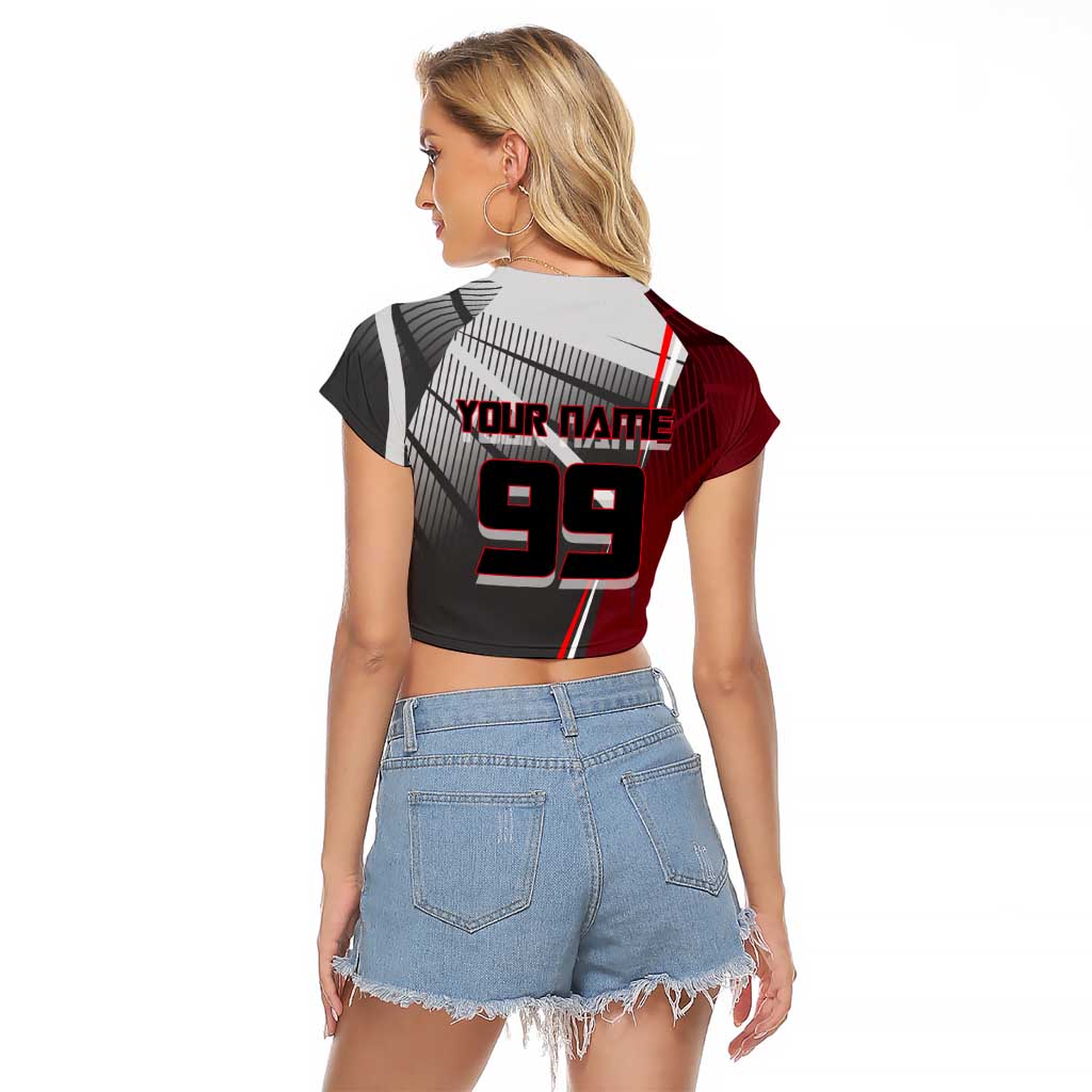 Personalized Choso Jujutsu Kaisen Raglan Cropped T Shirt with Red Gradient and Dynamic Kick Design