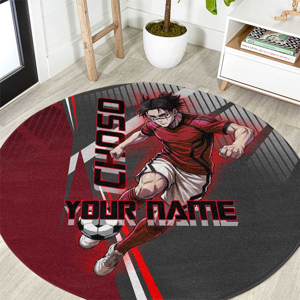 Personalized Choso Jujutsu Kaisen Round Carpet with Red Gradient and Dynamic Kick Design