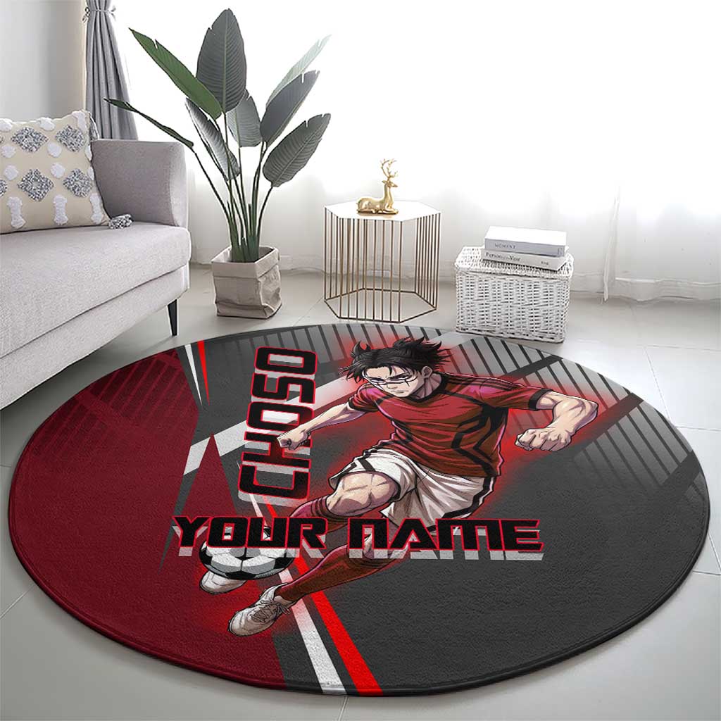 Personalized Choso Jujutsu Kaisen Round Carpet with Red Gradient and Dynamic Kick Design
