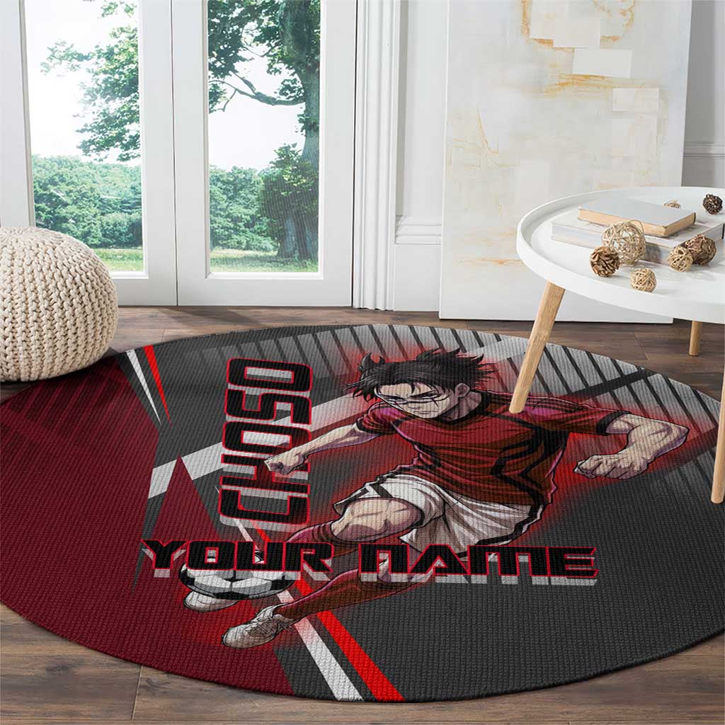 Personalized Choso Jujutsu Kaisen Round Carpet with Red Gradient and Dynamic Kick Design